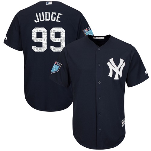 Yankees #99 Aaron Judge Navy Blue 2018 Spring Training Cool Base Stitched MLB Jersey